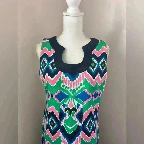 Gabby Skye Navy Psychedelic Printer Sleeveless Shift Dress - Picture 2 of 5